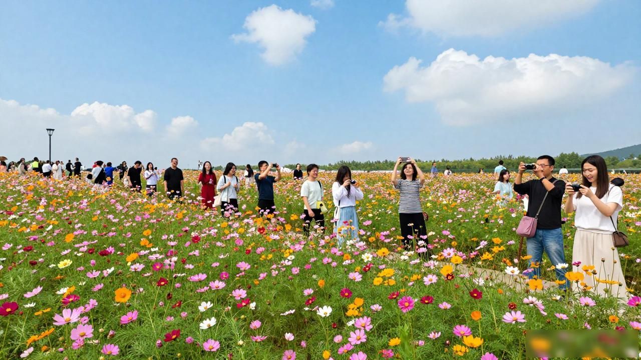 格桑花海盛放八卦洲